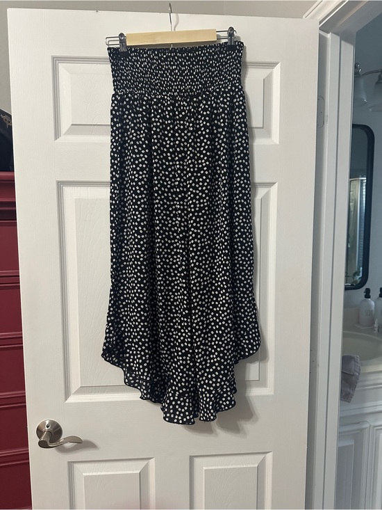Pants - Black Polka Dot Wide-Leg pants with Smocked Waist